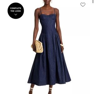 Aqua Denim Bustier Midi Dress size S